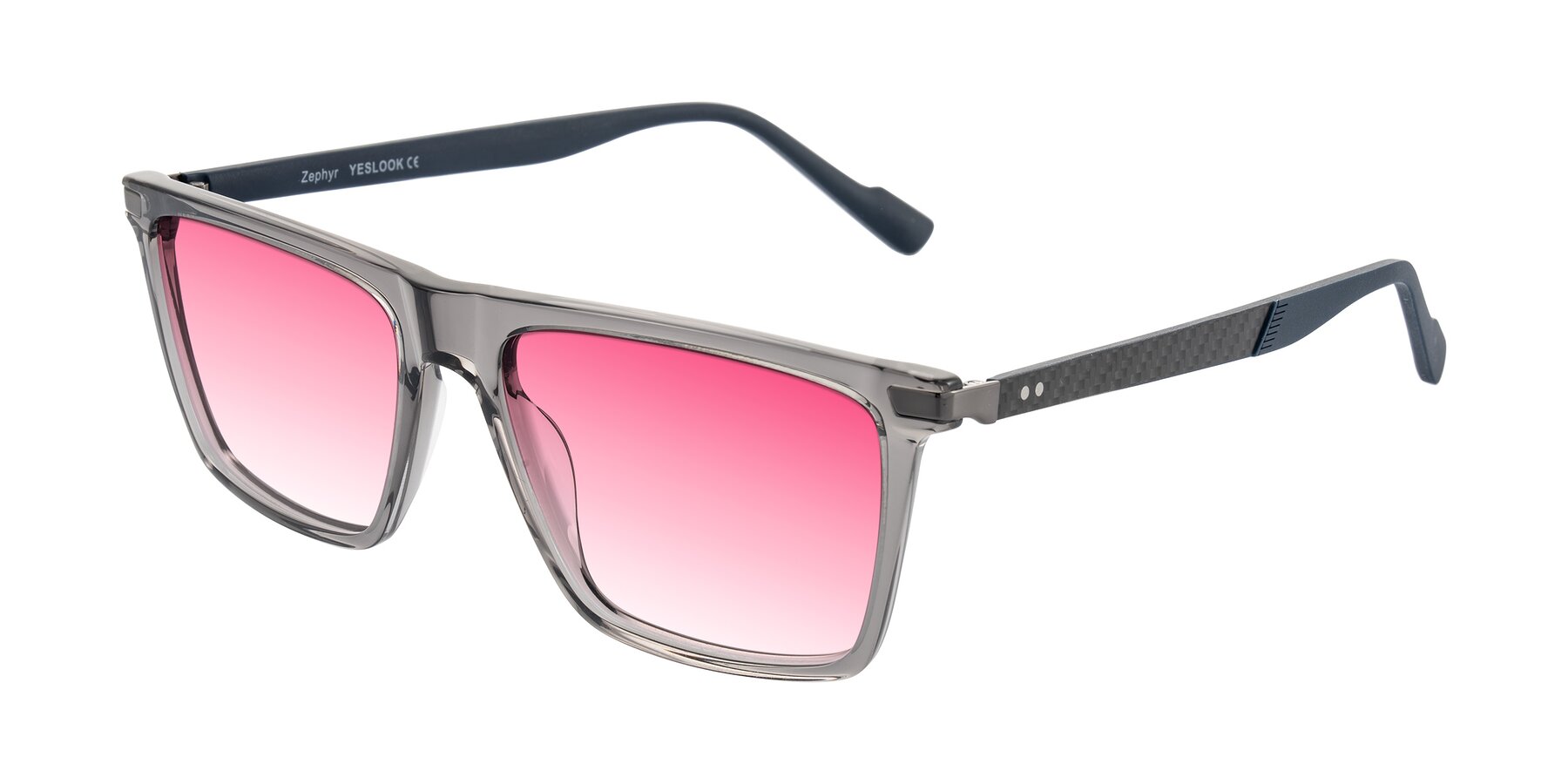 Angle of Zephyr in Transparent Gray with Pink Gradient Lenses