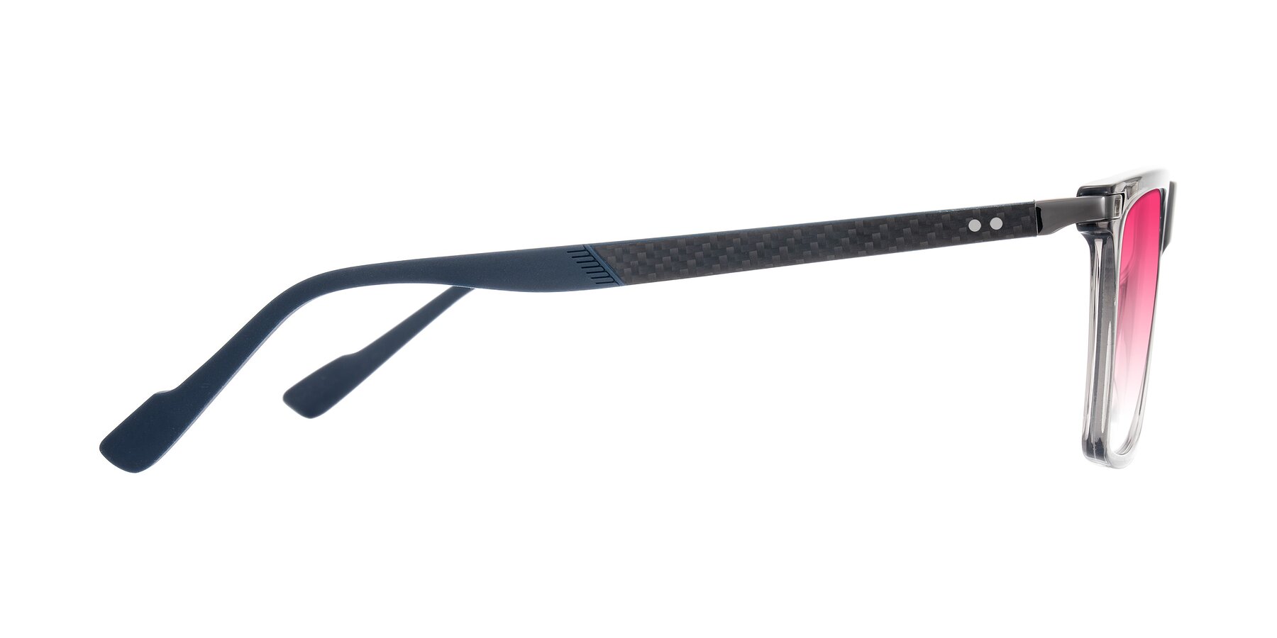 Side of Zephyr in Transparent Gray with Pink Gradient Lenses