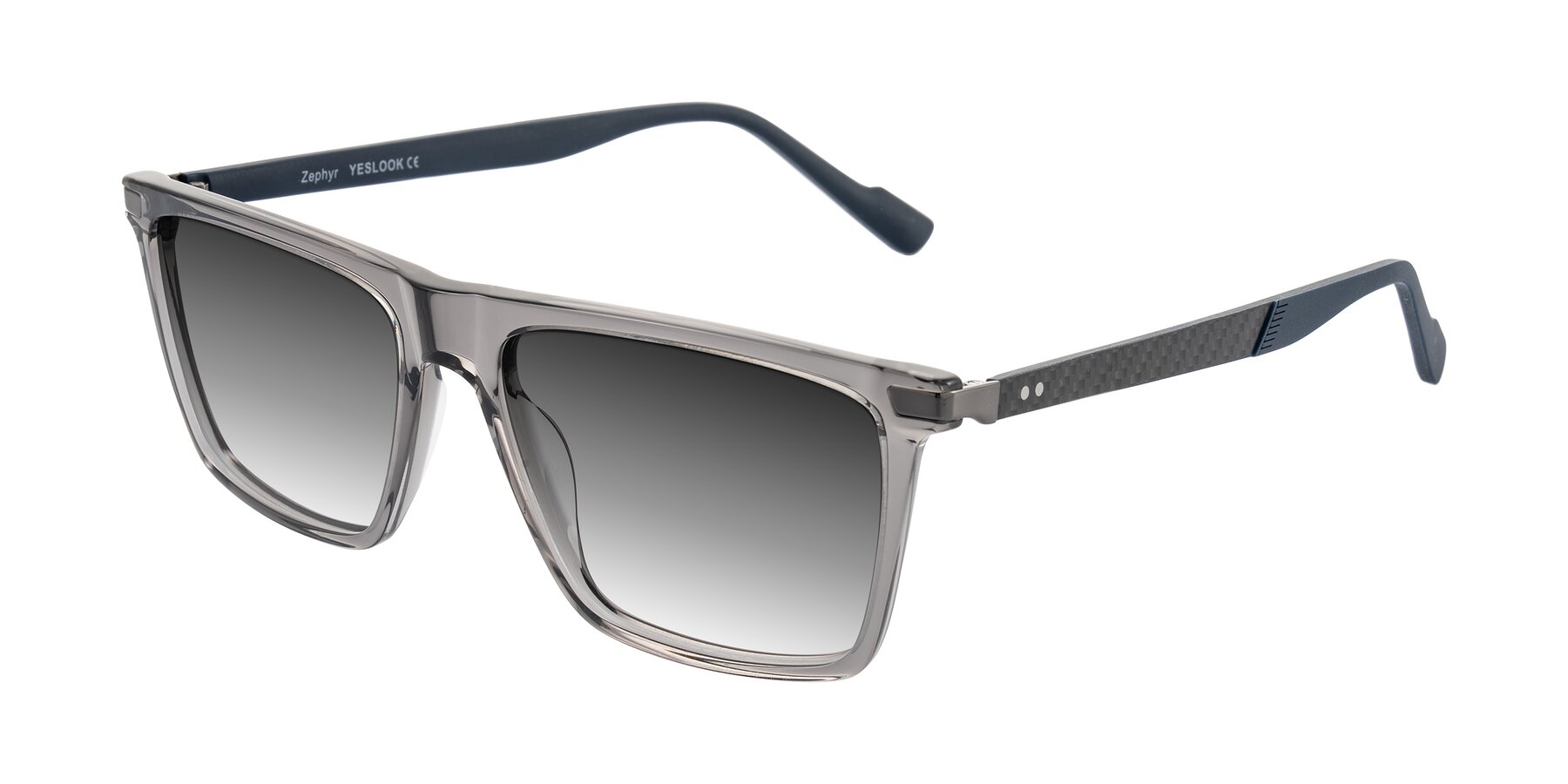 Angle of Zephyr in Transparent Gray with Gray Gradient Lenses