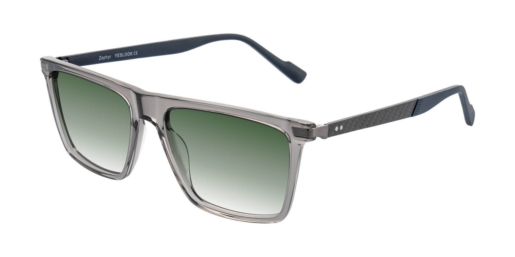 Angle of Zephyr in Transparent Gray with Green Gradient Lenses