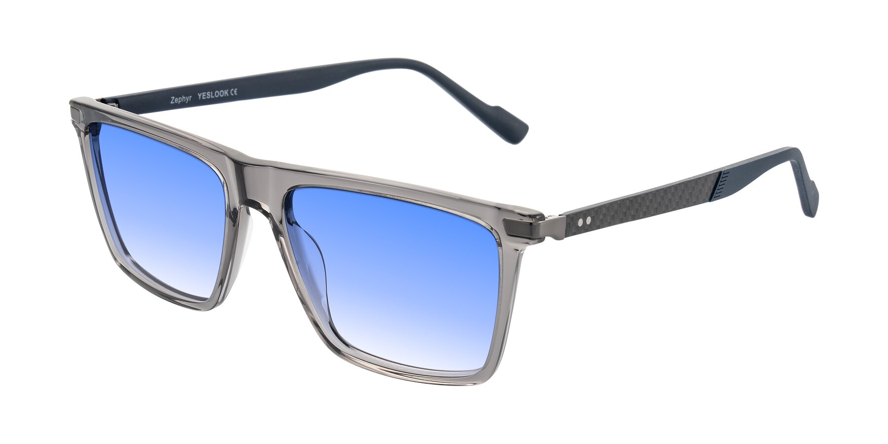 Angle of Zephyr in Transparent Gray with Blue Gradient Lenses