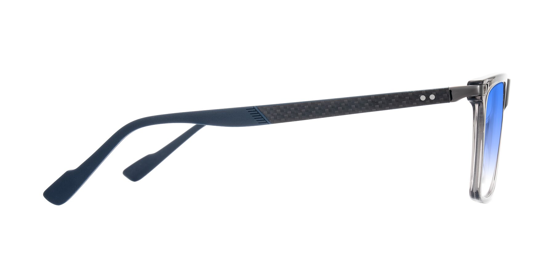 Side of Zephyr in Transparent Gray with Blue Gradient Lenses
