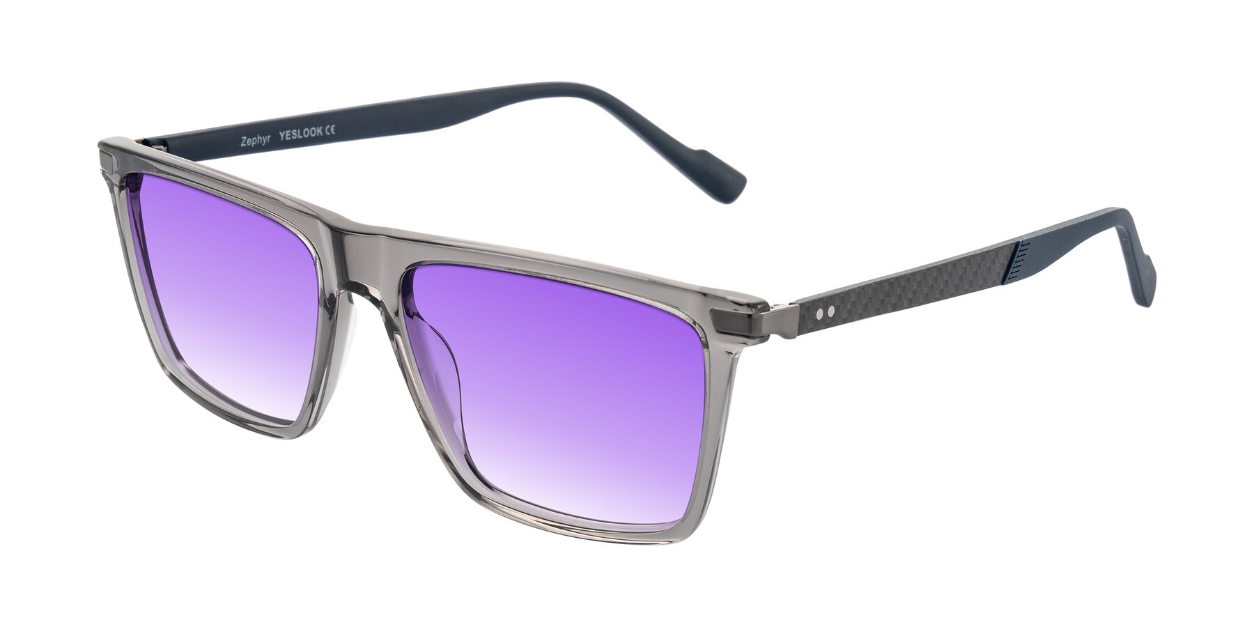 Angle of Zephyr in Transparent Gray with Purple Gradient Lenses