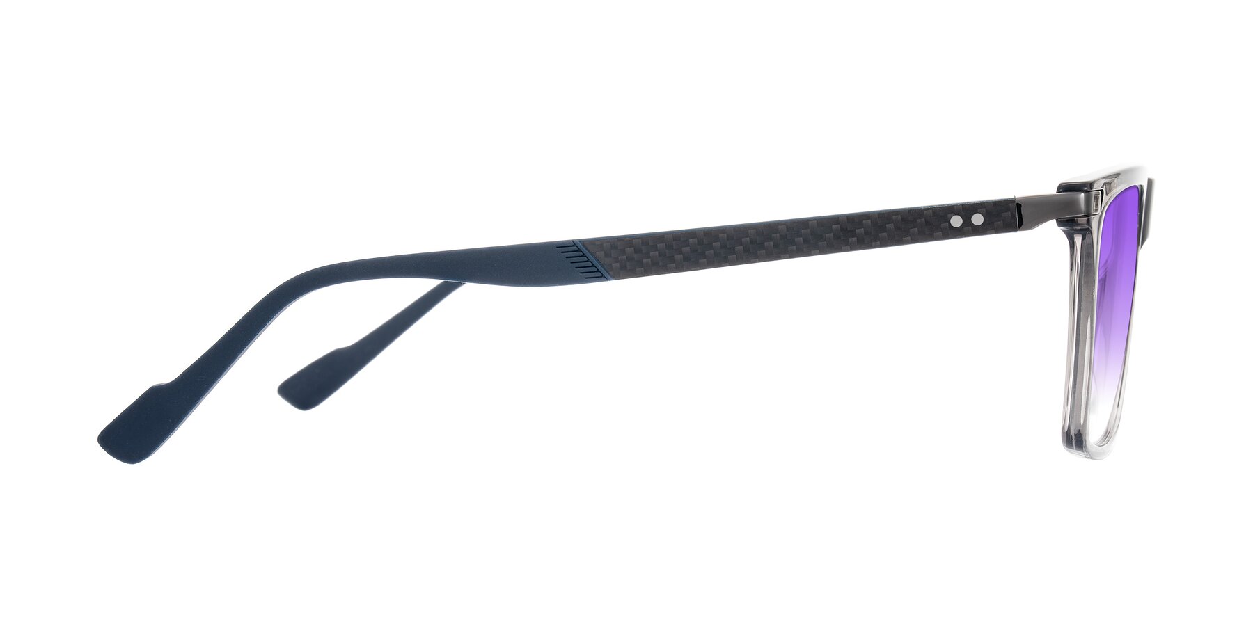 Side of Zephyr in Transparent Gray with Purple Gradient Lenses