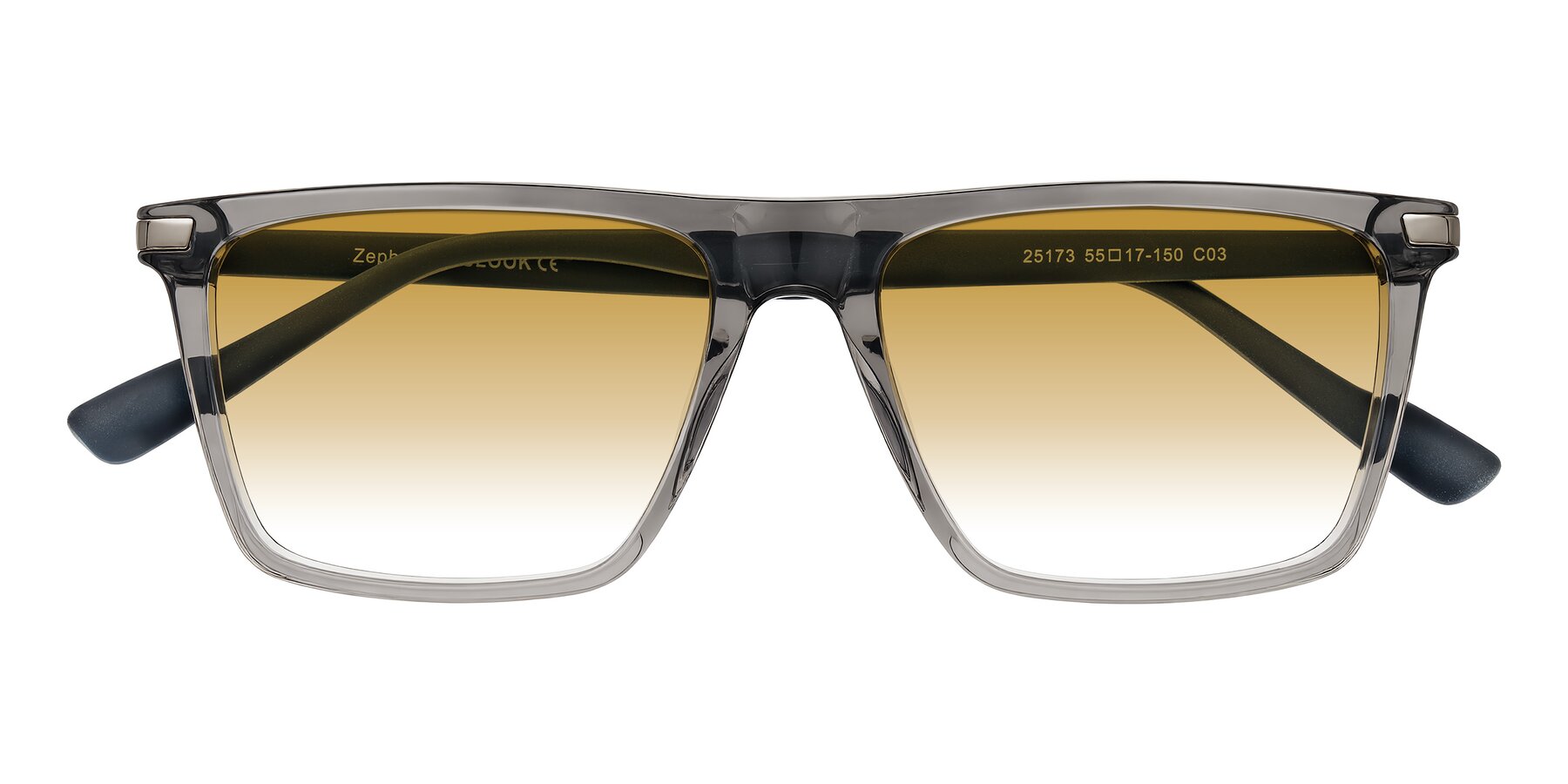 Folded Front of Zephyr in Transparent Gray with Champagne Gradient Lenses