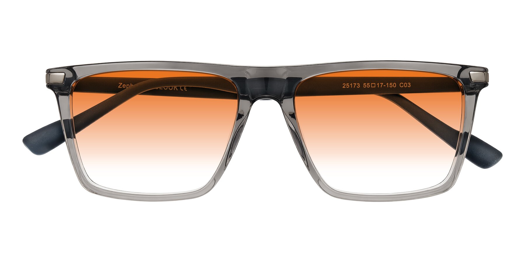 Folded Front of Zephyr in Transparent Gray with Orange Gradient Lenses