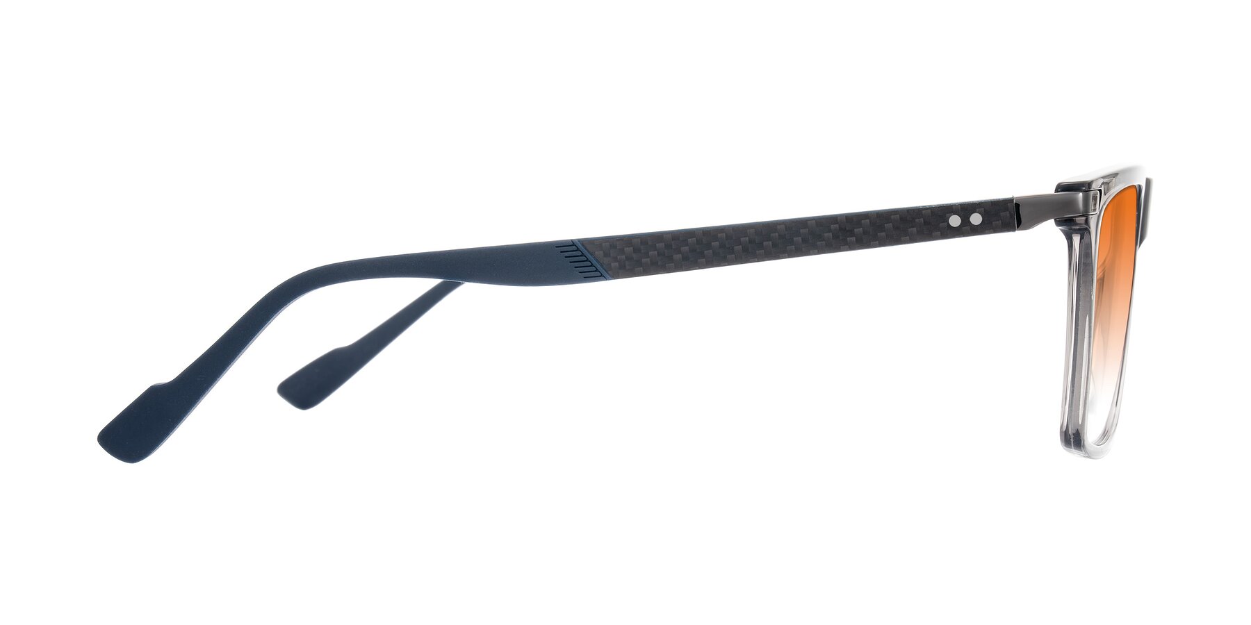 Side of Zephyr in Transparent Gray with Orange Gradient Lenses