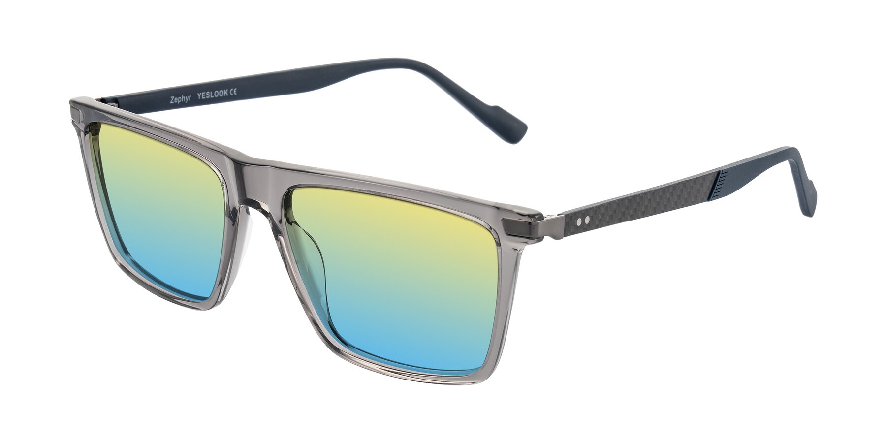 Angle of Zephyr in Transparent Gray with Yellow / Blue Gradient Lenses