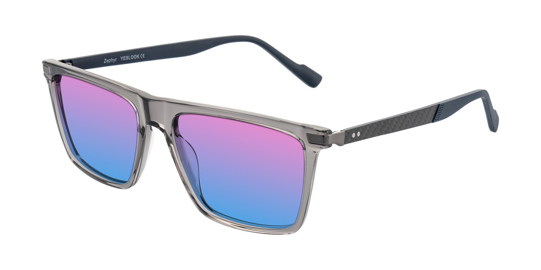 Angle of Zephyr in Transparent Gray with Pink / Blue Gradient Lenses