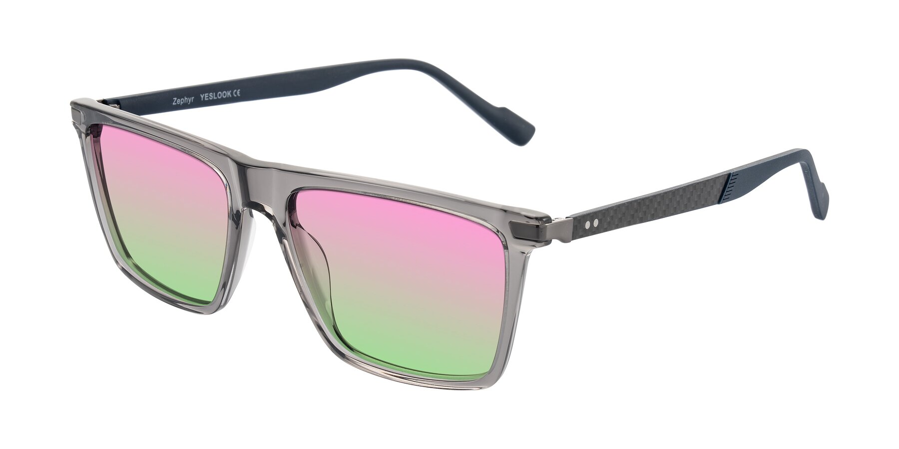Angle of Zephyr in Transparent Gray with Pink / Green Gradient Lenses