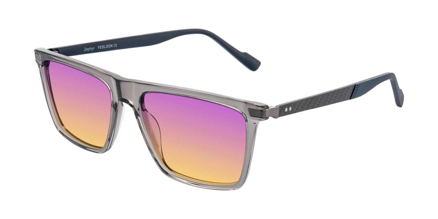 Angle of Zephyr in Transparent Gray with Purple / Yellow Gradient Lenses