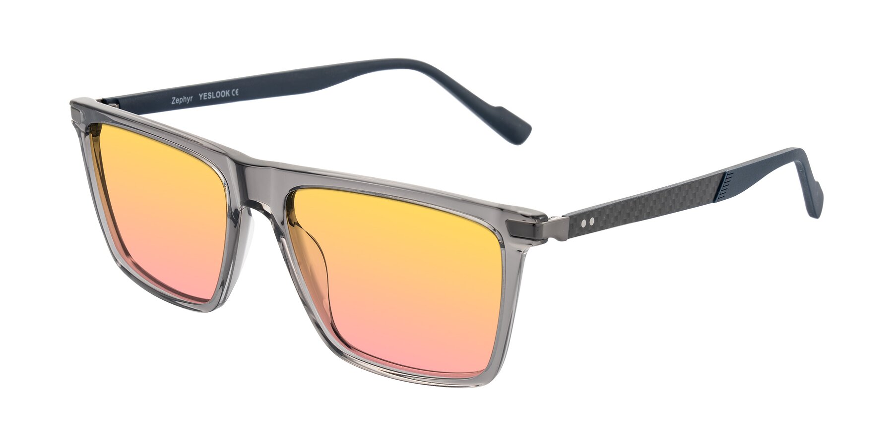 Angle of Zephyr in Transparent Gray with Yellow / Pink Gradient Lenses