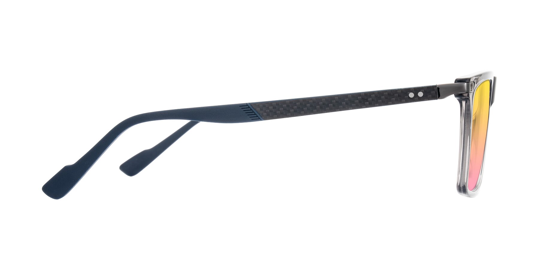 Side of Zephyr in Transparent Gray with Yellow / Pink Gradient Lenses