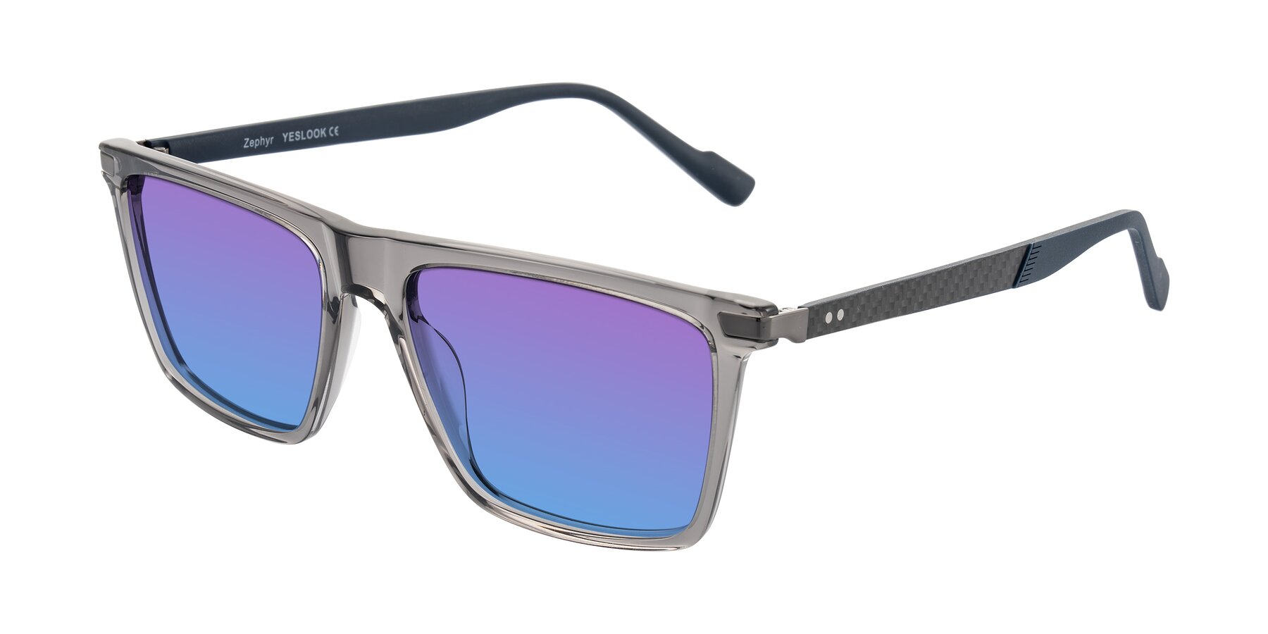 Angle of Zephyr in Transparent Gray with Purple / Blue Gradient Lenses