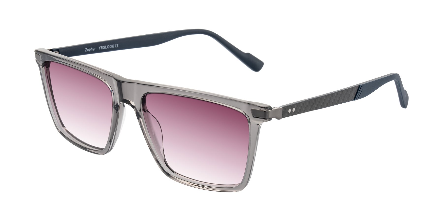 Angle of Zephyr in Transparent Gray with Wine Gradient Lenses