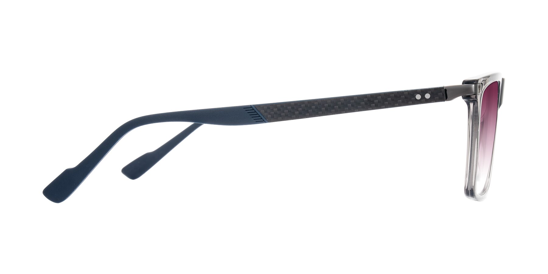 Side of Zephyr in Transparent Gray with Wine Gradient Lenses