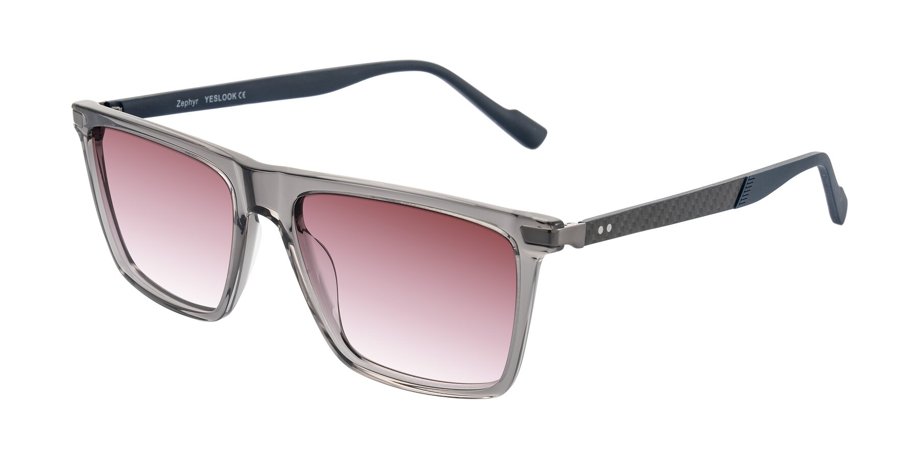 Angle of Zephyr in Transparent Gray with Garnet Gradient Lenses