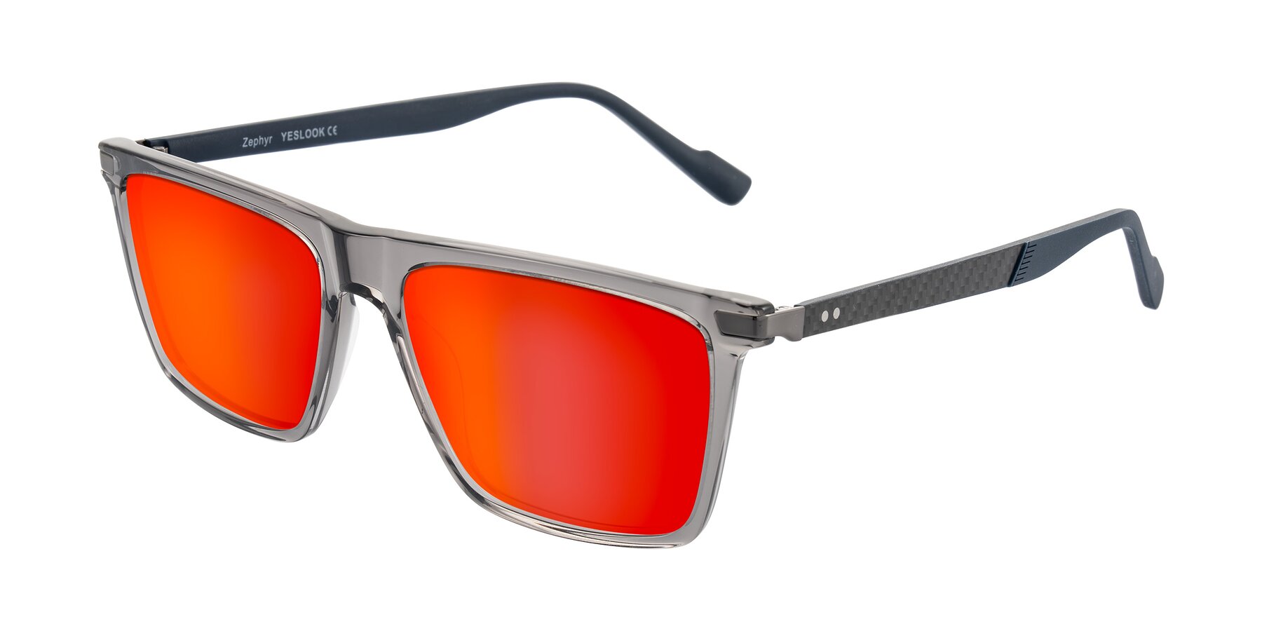 Angle of Zephyr in Transparent Gray with Red Gold Mirrored Lenses