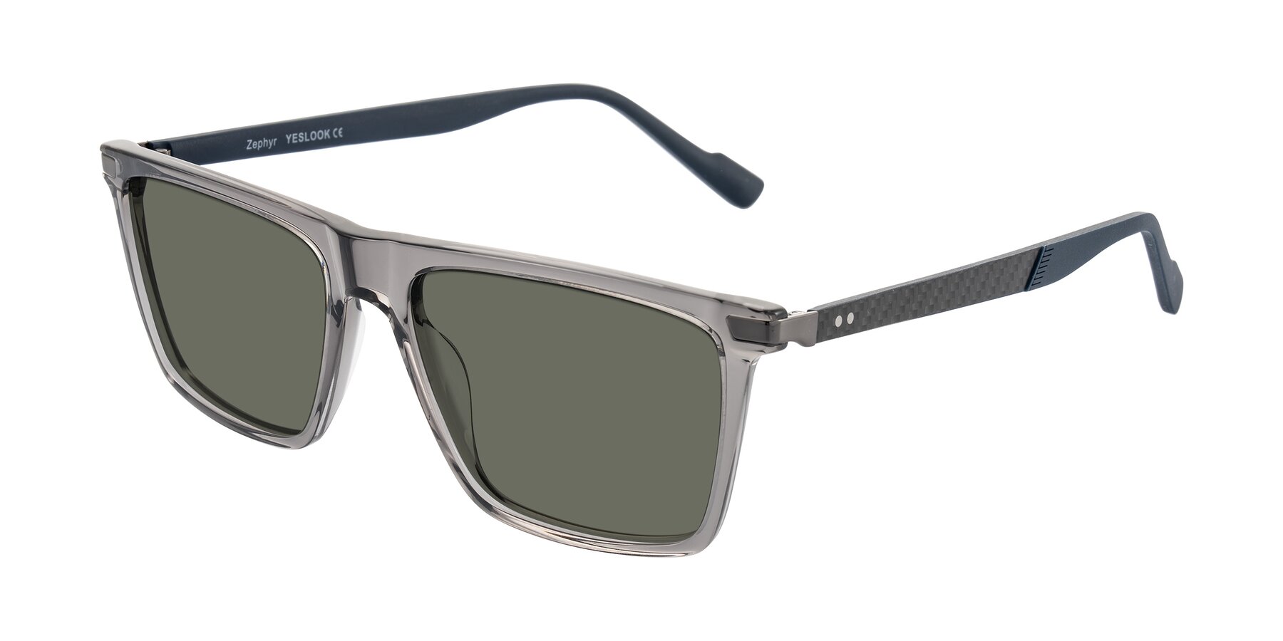 Angle of Zephyr in Transparent Gray with Gray Polarized Lenses