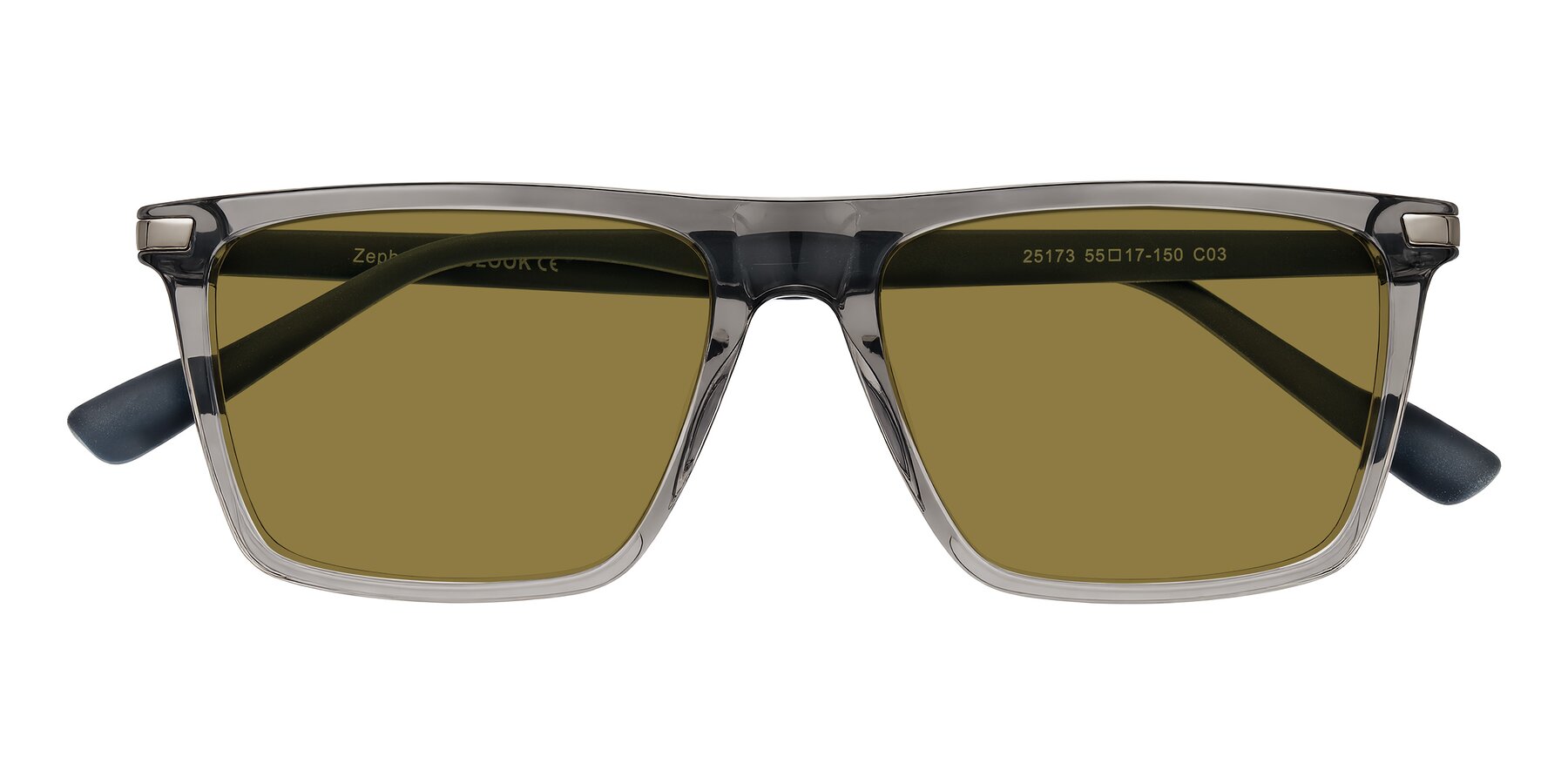 Folded Front of Zephyr in Transparent Gray with Brown Polarized Lenses