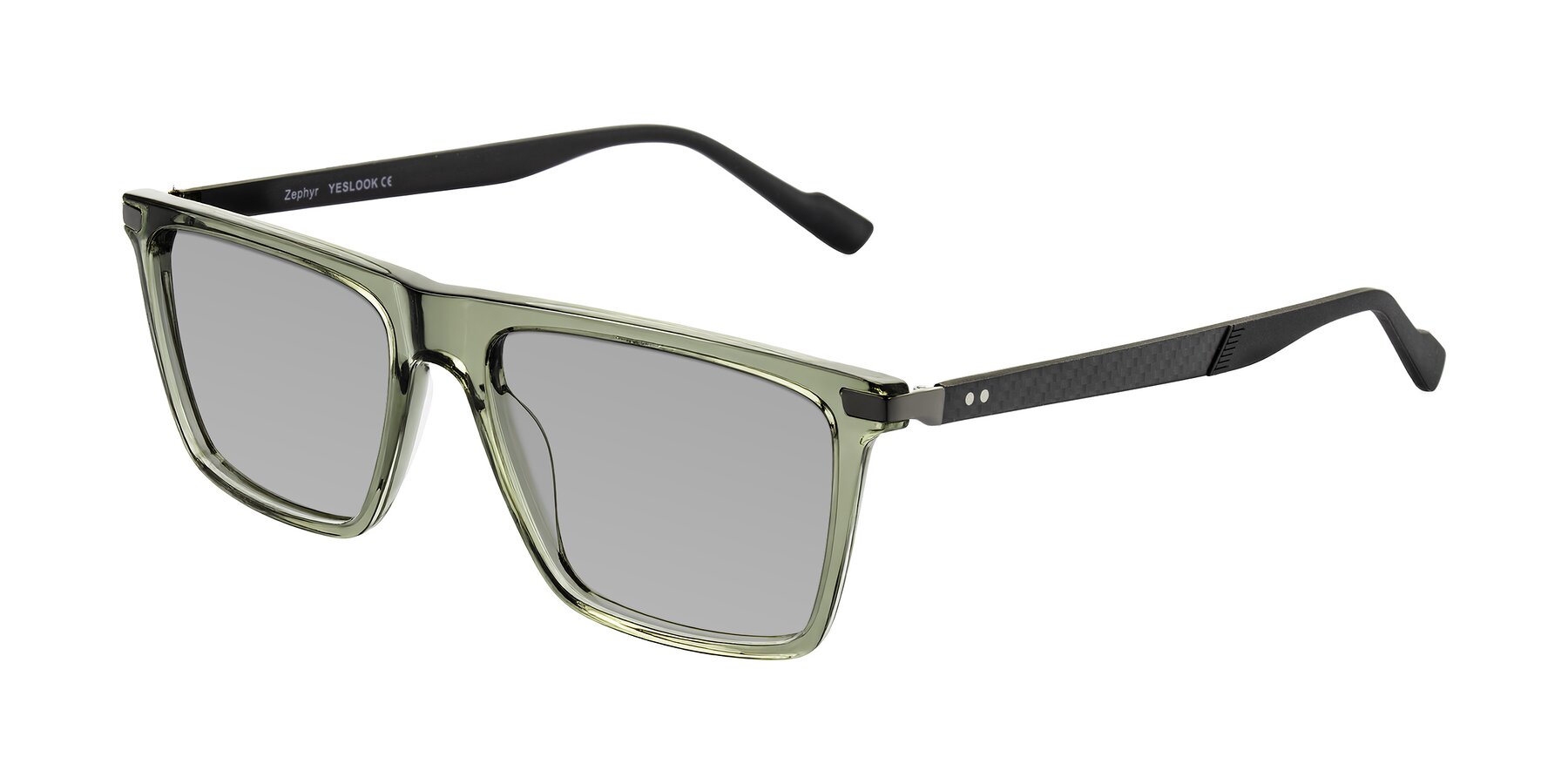 Angle of Zephyr in Transparent Green/Black with Light Gray Tinted Lenses