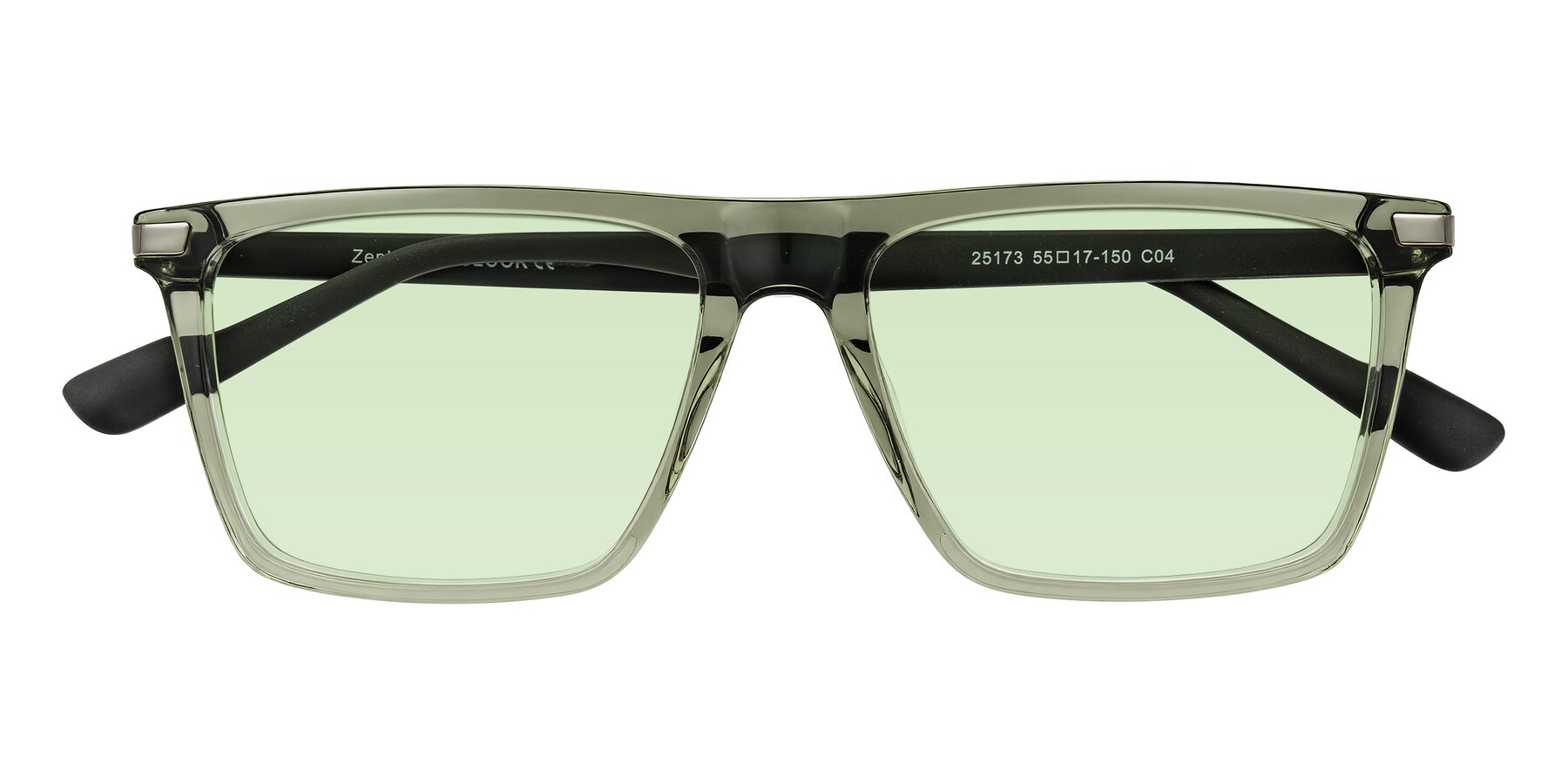 Folded Front of Zephyr in Transparent Green/Black with Light Green Tinted Lenses