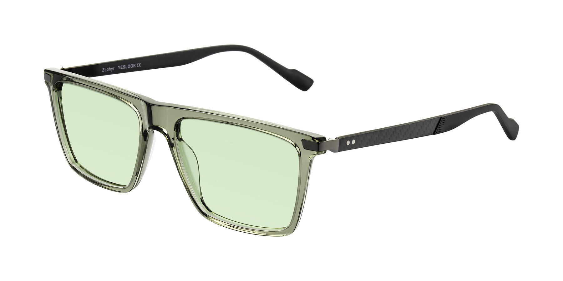 Angle of Zephyr in Transparent Green/Black with Light Green Tinted Lenses