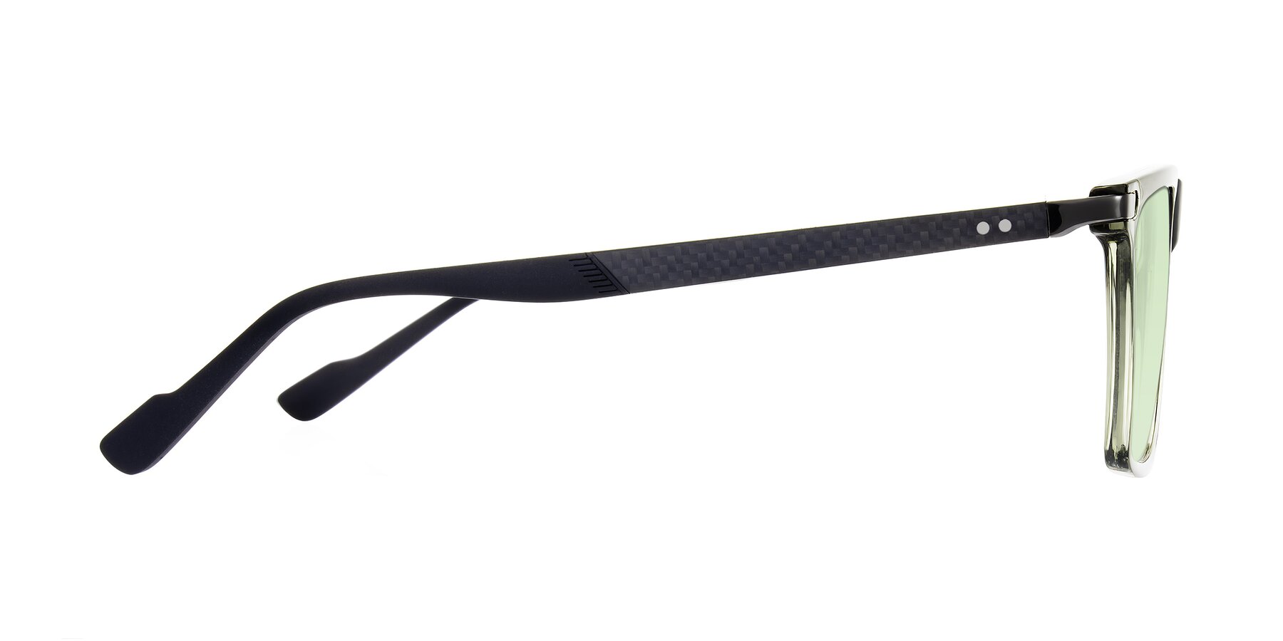 Side of Zephyr in Transparent Green/Black with Light Green Tinted Lenses