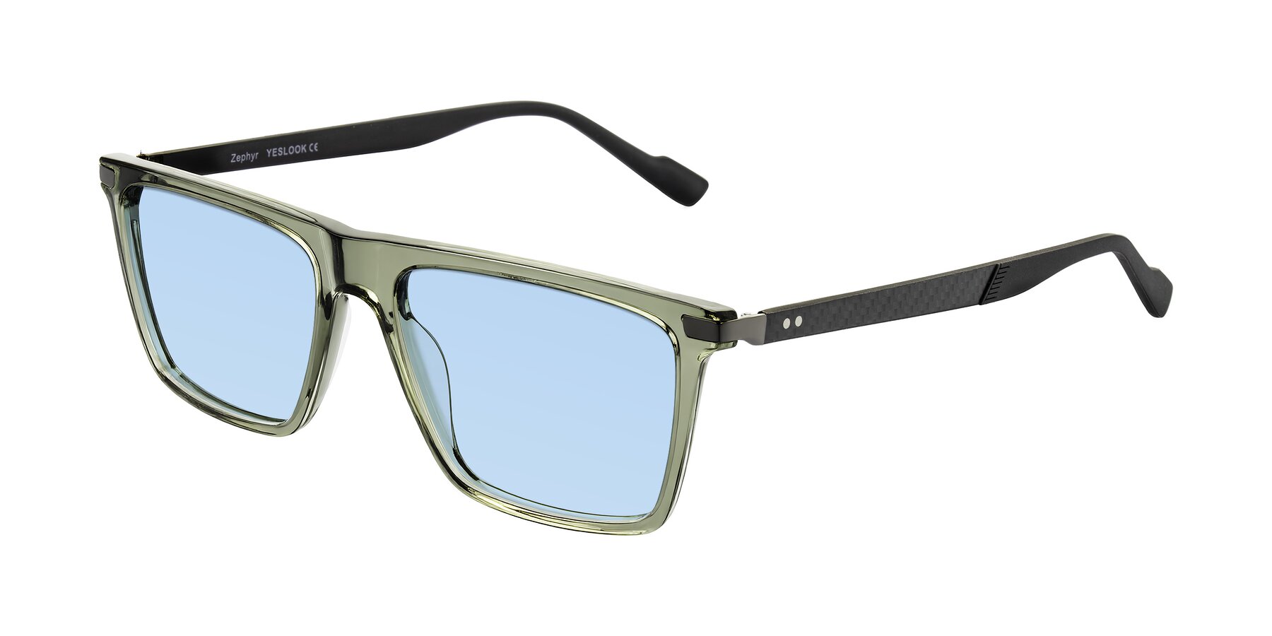 Angle of Zephyr in Transparent Green/Black with Light Blue Tinted Lenses
