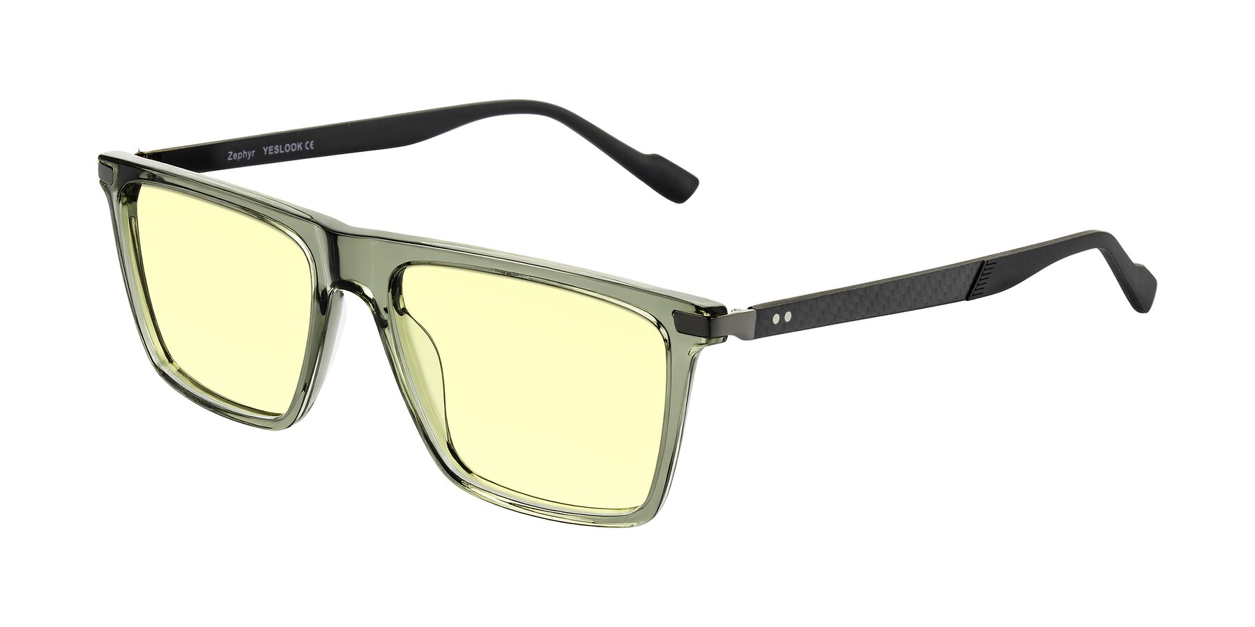 Angle of Zephyr in Transparent Green/Black with Light Yellow Tinted Lenses