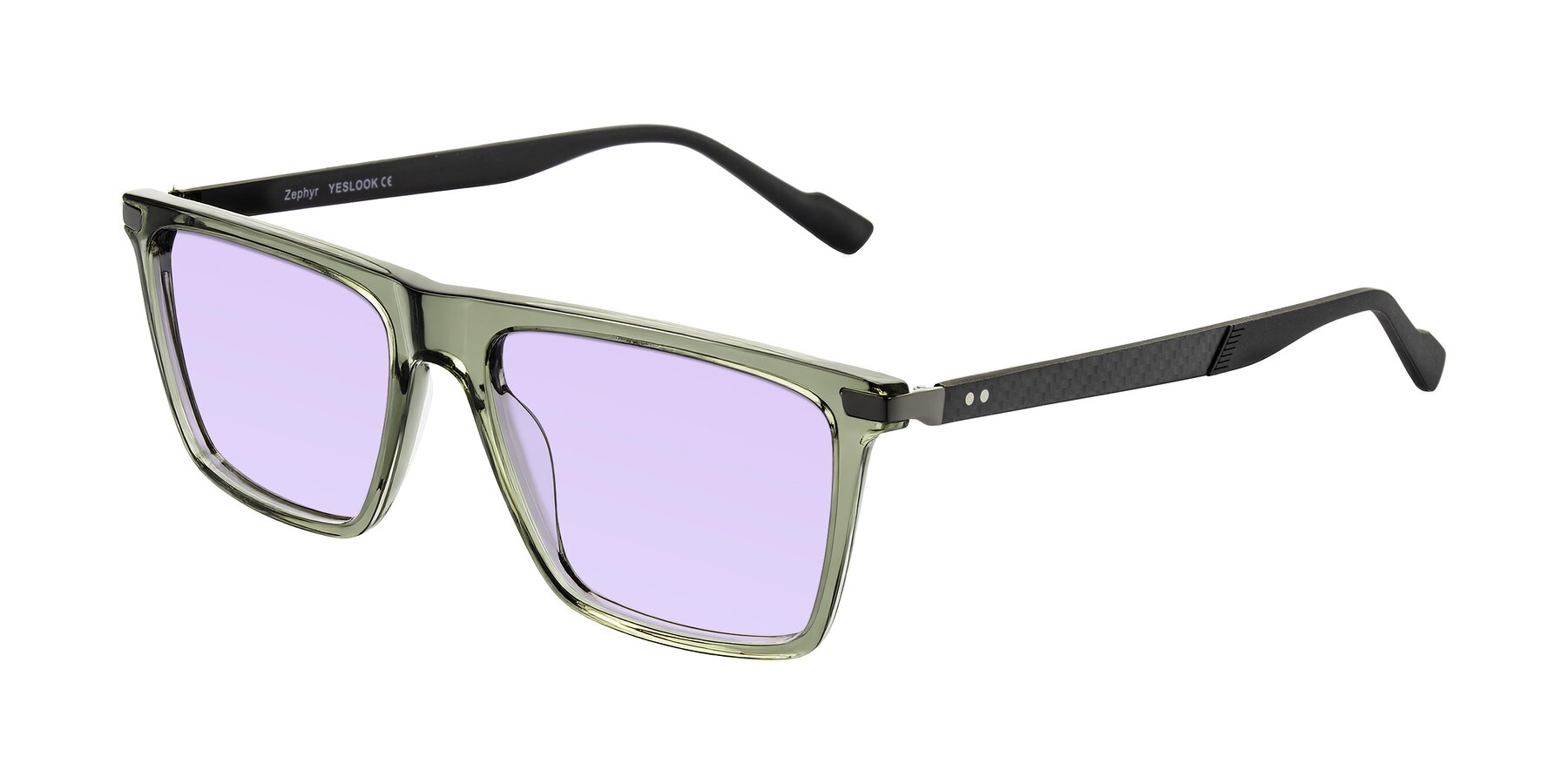 Angle of Zephyr in Transparent Green/Black with Light Purple Tinted Lenses