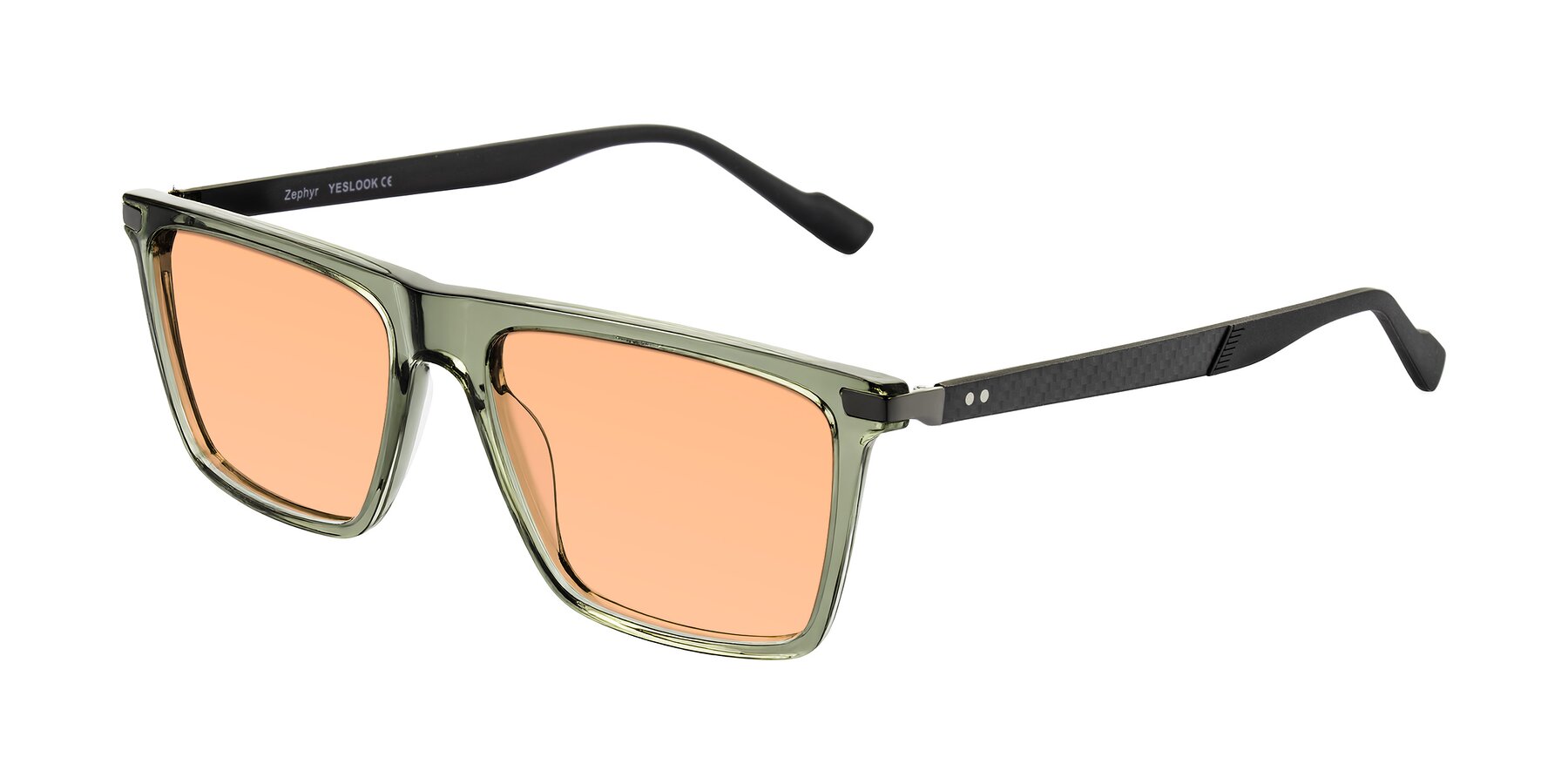 Angle of Zephyr in Transparent Green/Black with Light Orange Tinted Lenses