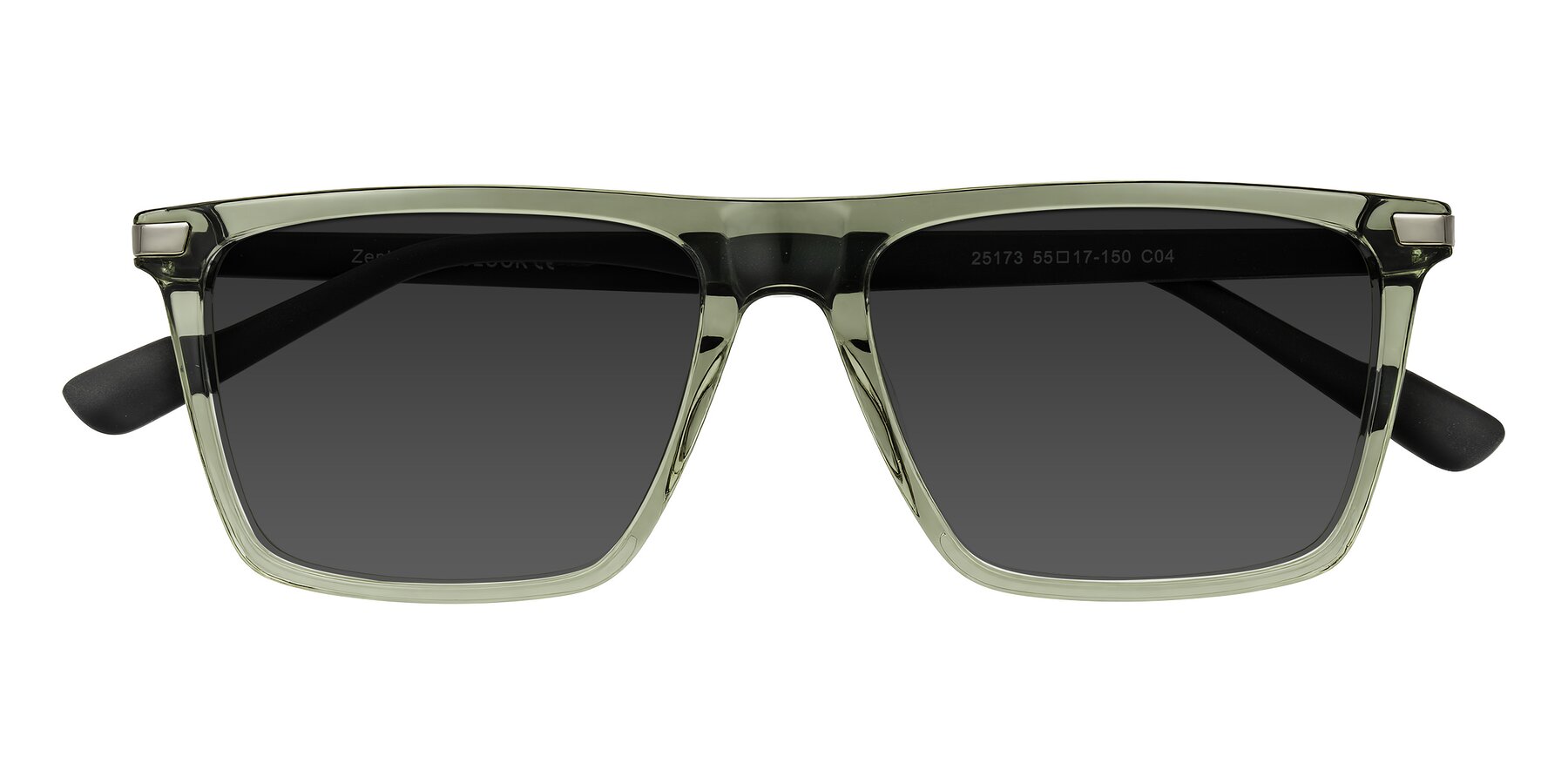 Folded Front of Zephyr in Transparent Green/Black with Gray Tinted Lenses