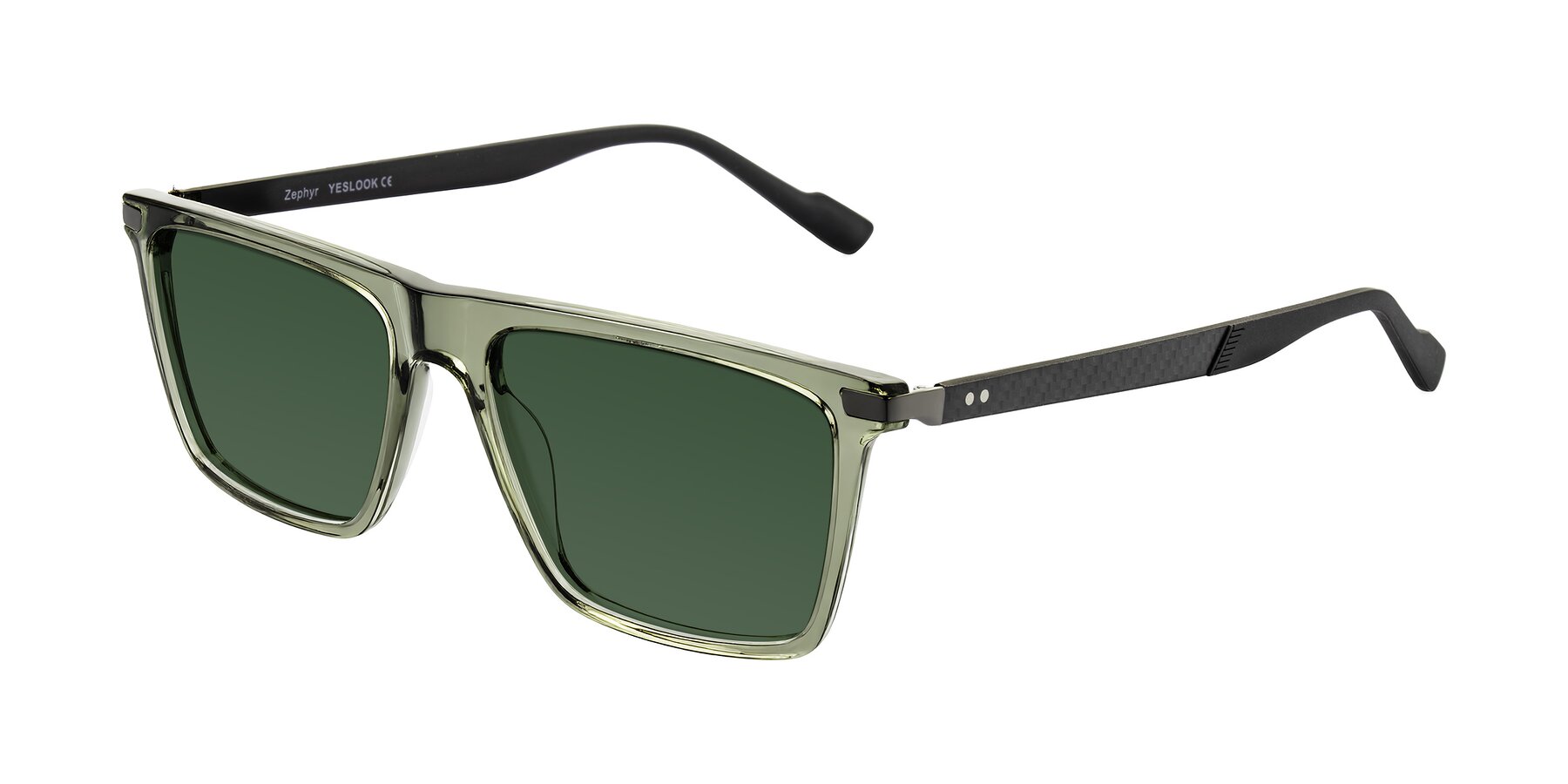 Angle of Zephyr in Transparent Green/Black with Green Tinted Lenses