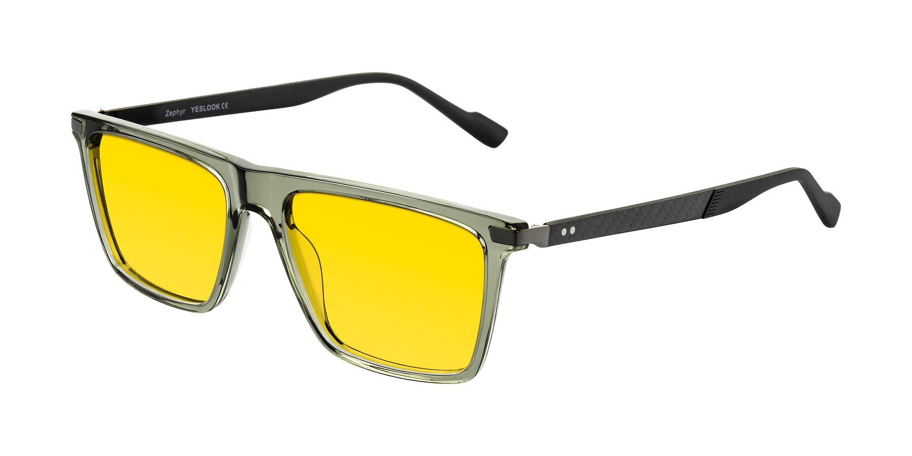 Angle of Zephyr in Transparent Green/Black with Yellow Tinted Lenses