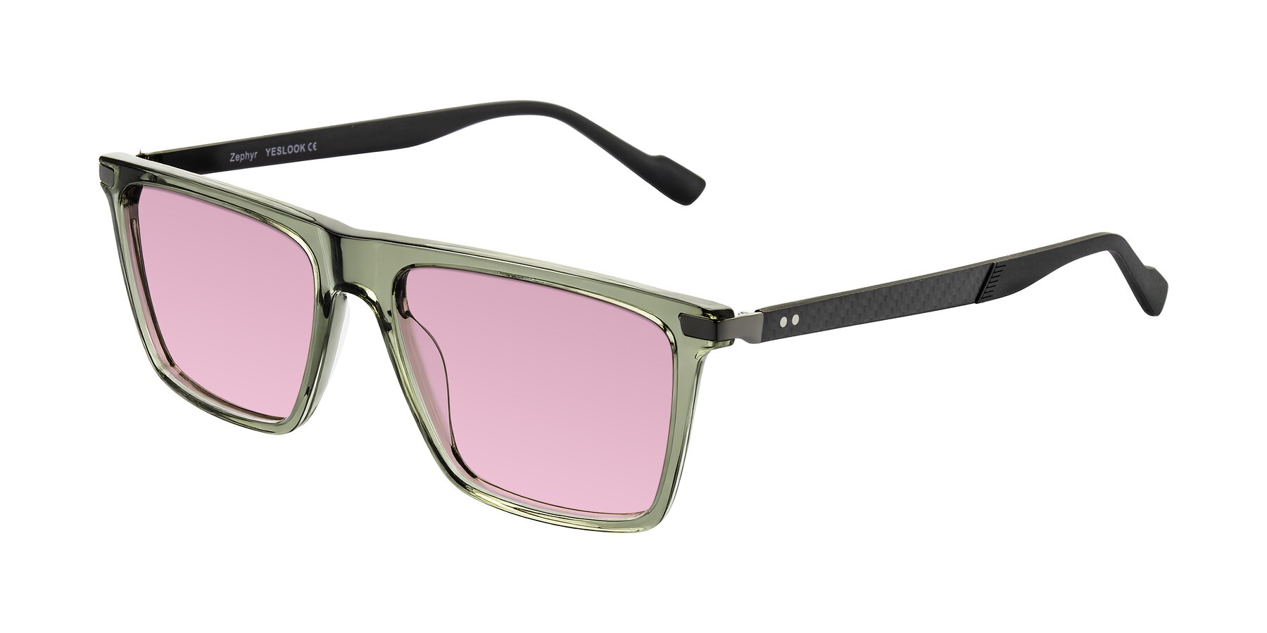 Angle of Zephyr in Transparent Green/Black with Light Wine Tinted Lenses