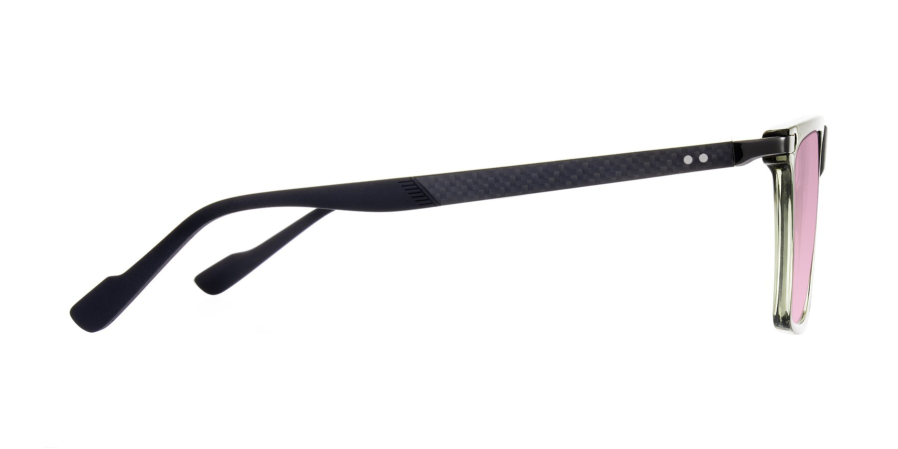 Side of Zephyr in Transparent Green/Black with Light Wine Tinted Lenses