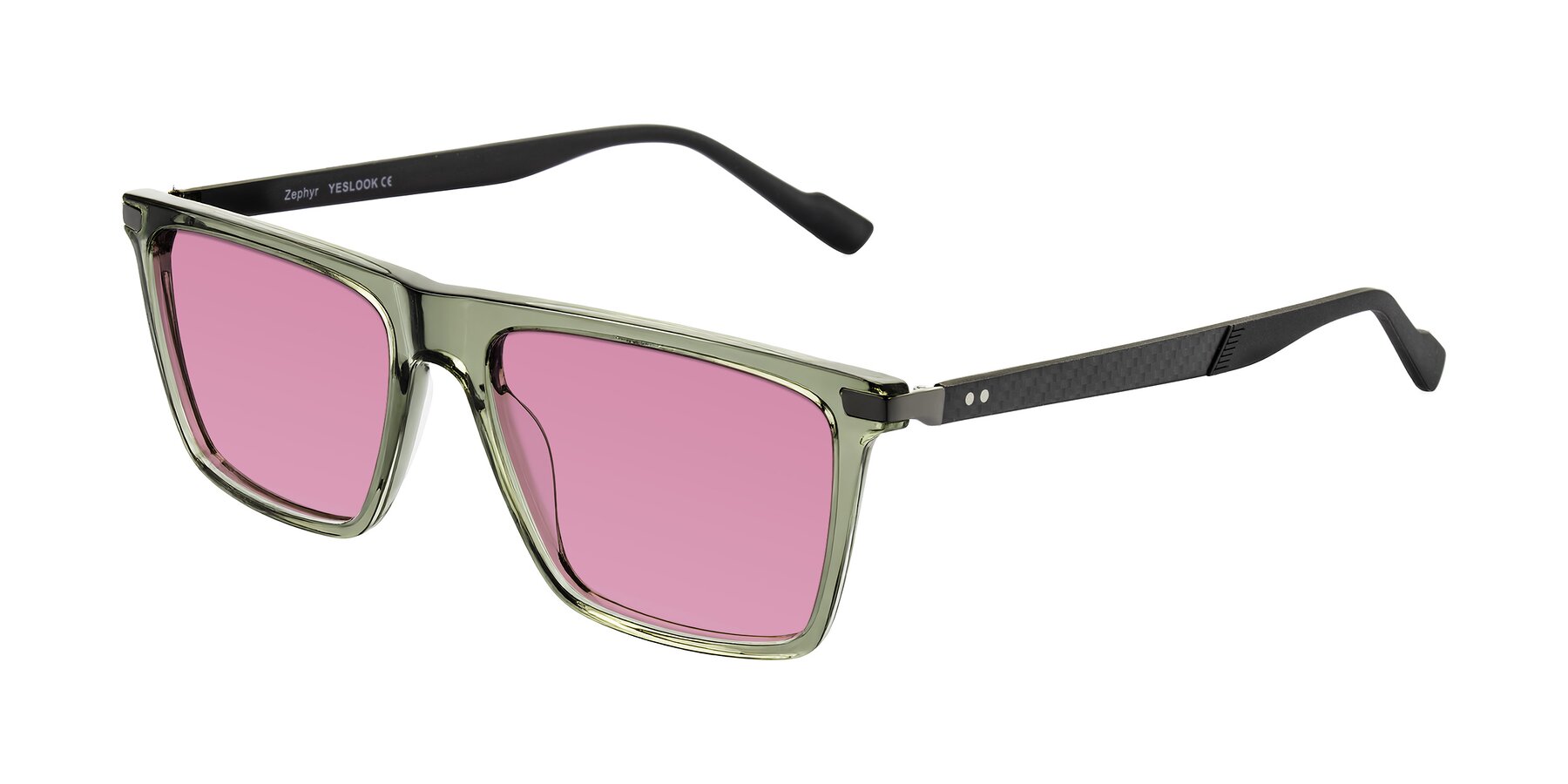 Angle of Zephyr in Transparent Green/Black with Medium Wine Tinted Lenses