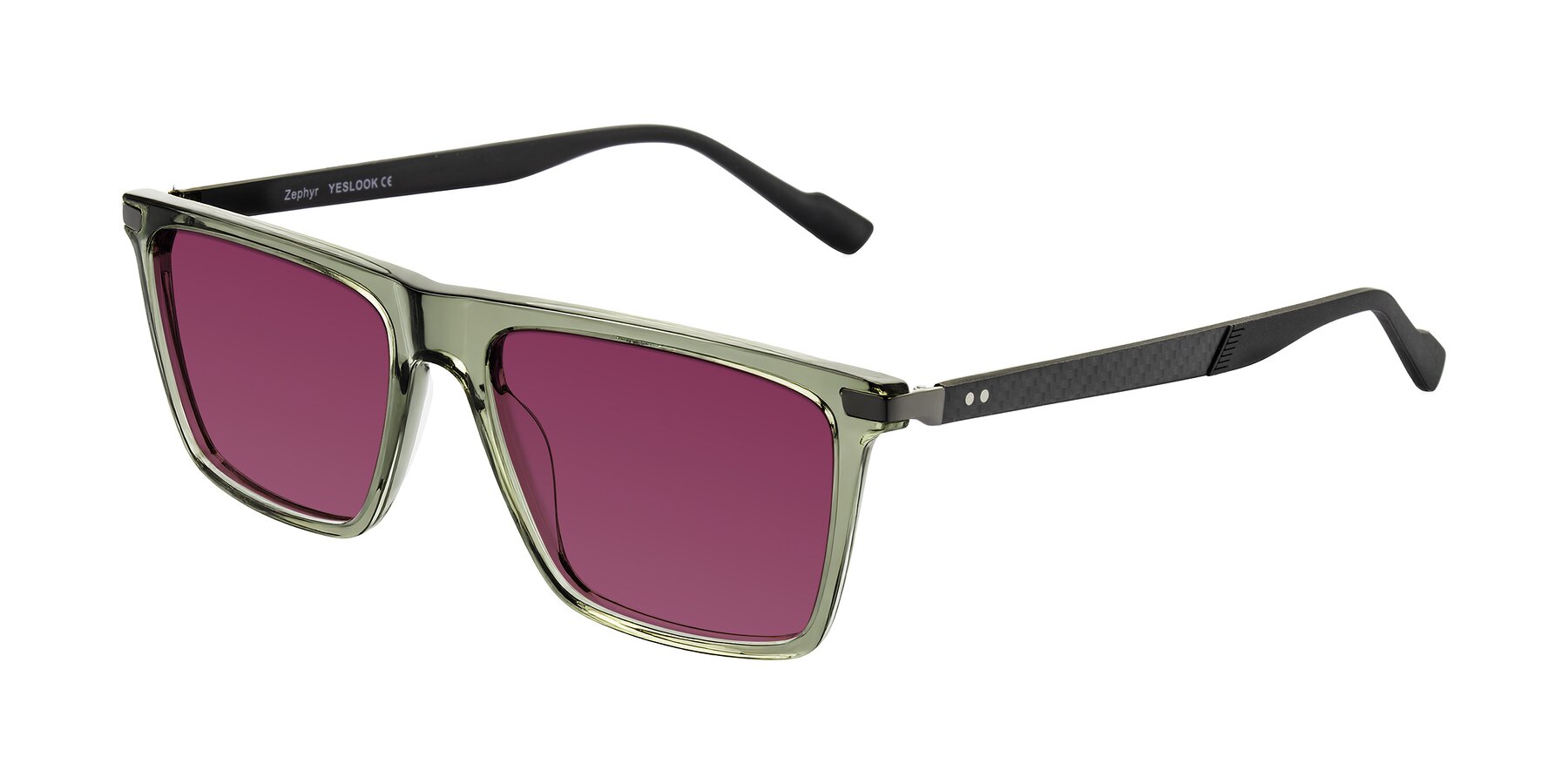 Angle of Zephyr in Transparent Green/Black with Wine Tinted Lenses