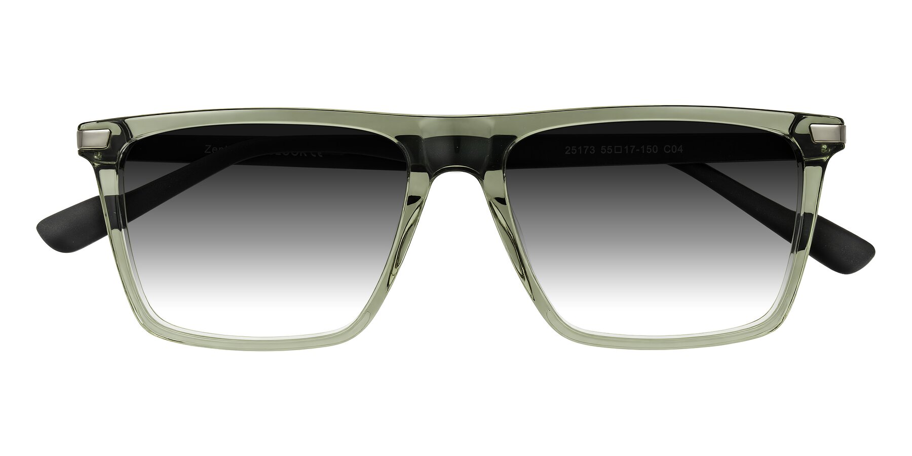 Folded Front of Zephyr in Transparent Green/Black with Gray Gradient Lenses