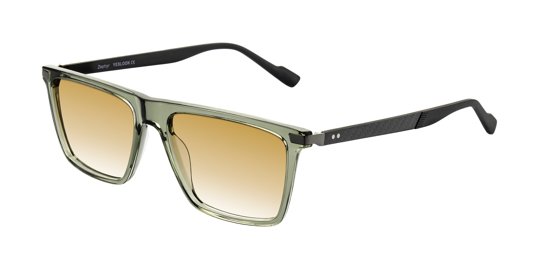 Angle of Zephyr in Transparent Green/Black with Champagne Gradient Lenses