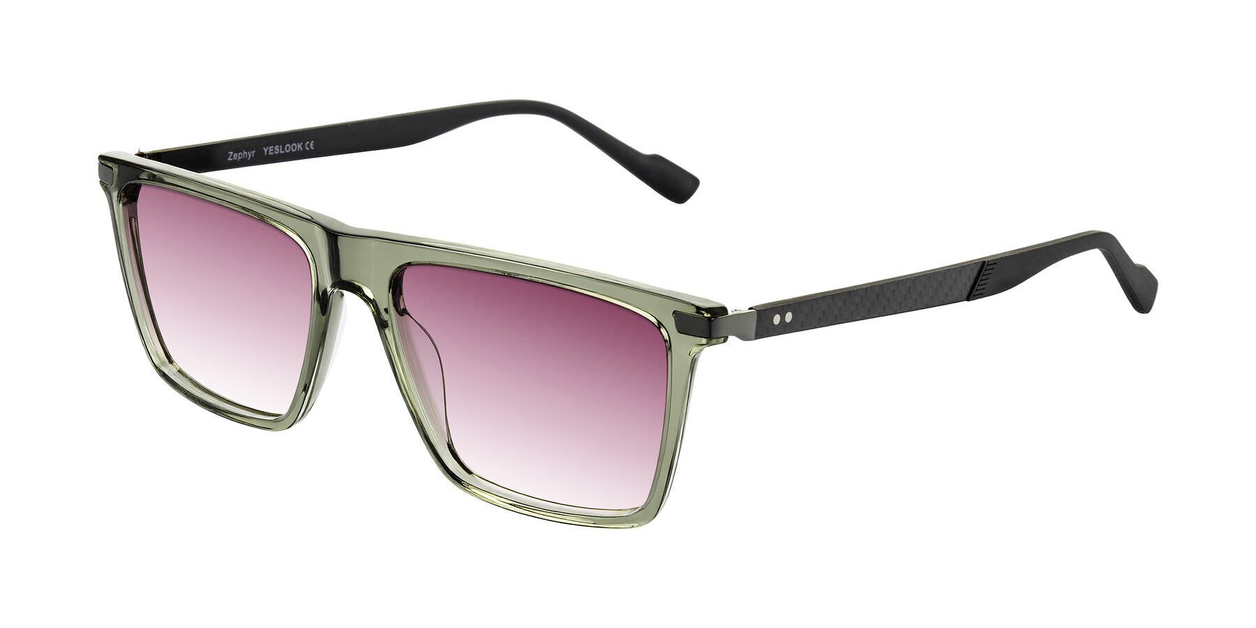 Angle of Zephyr in Transparent Green/Black with Wine Gradient Lenses