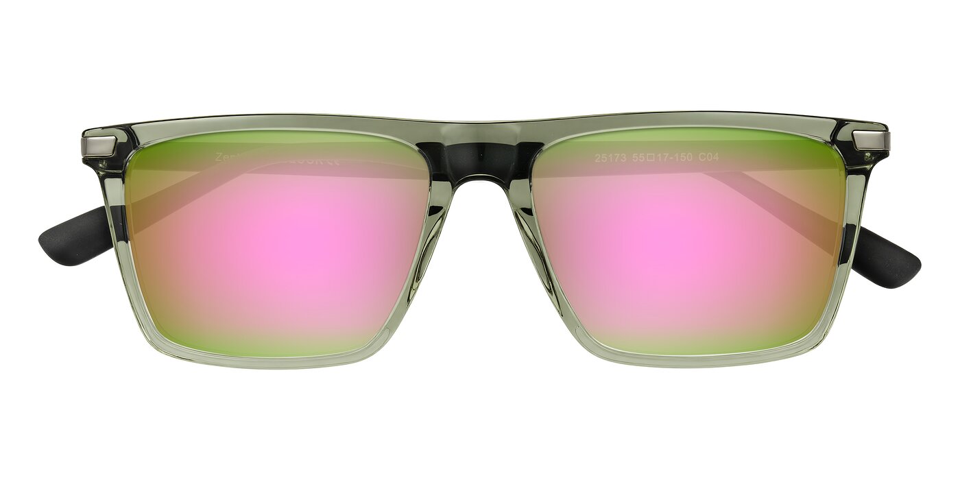 Zephyr - Transparent Green/Black Flash Mirrored Sunglasses