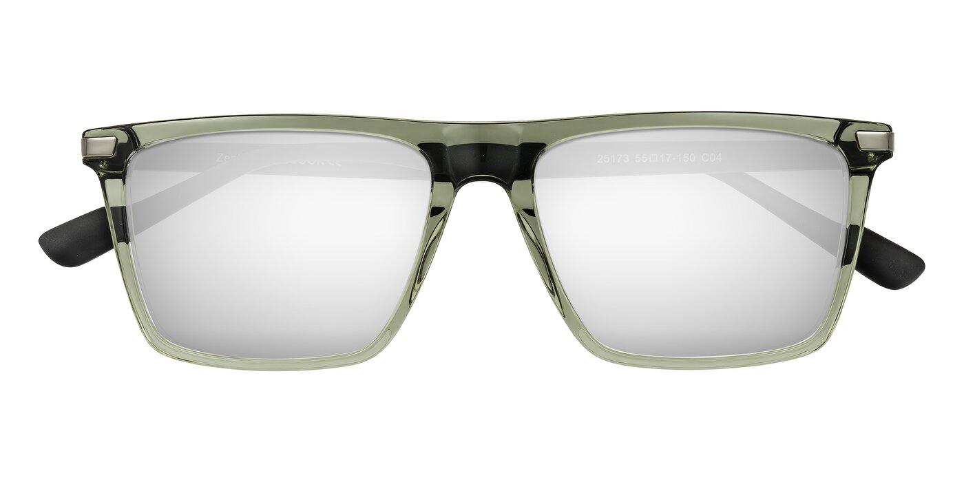 Zephyr - Transparent Green/Black Flash Mirrored Sunglasses