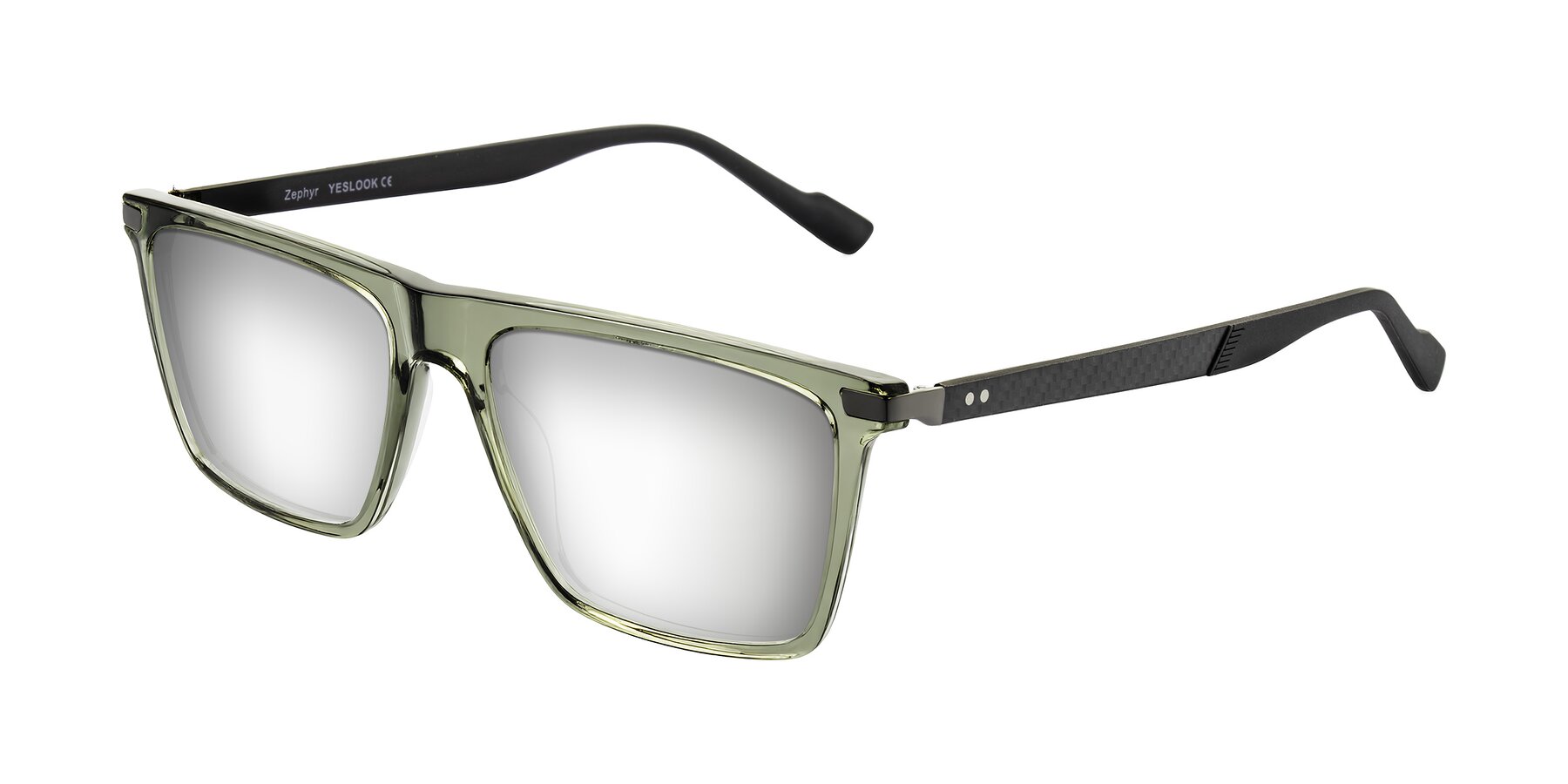 Angle of Zephyr in Transparent Green/Black with Silver Mirrored Lenses