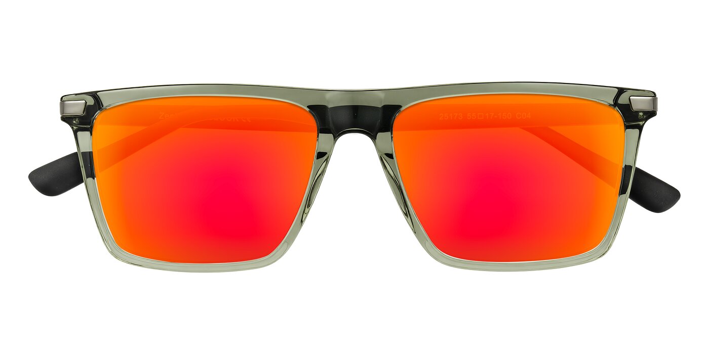 Zephyr - Transparent Green/Black Flash Mirrored Sunglasses