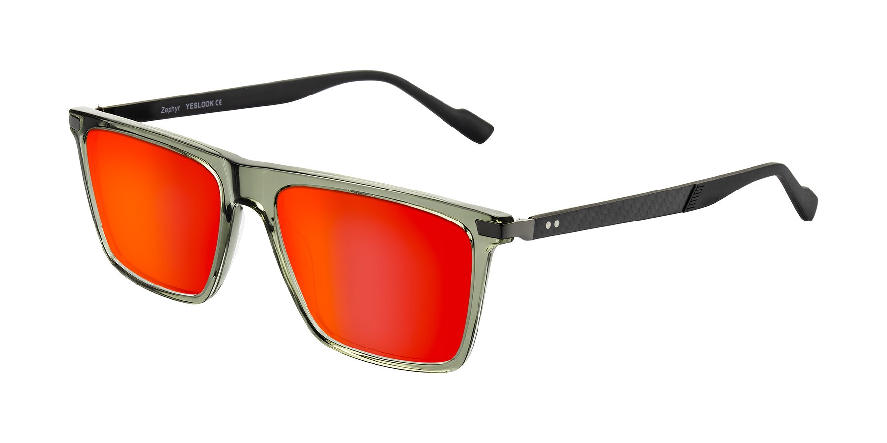 Angle of Zephyr in Transparent Green/Black with Red Gold Mirrored Lenses