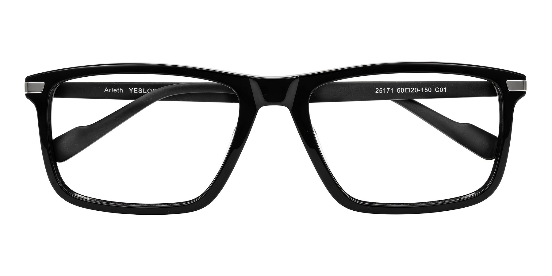 Folded Front of Arleth in Black with Clear Eyeglass Lenses
