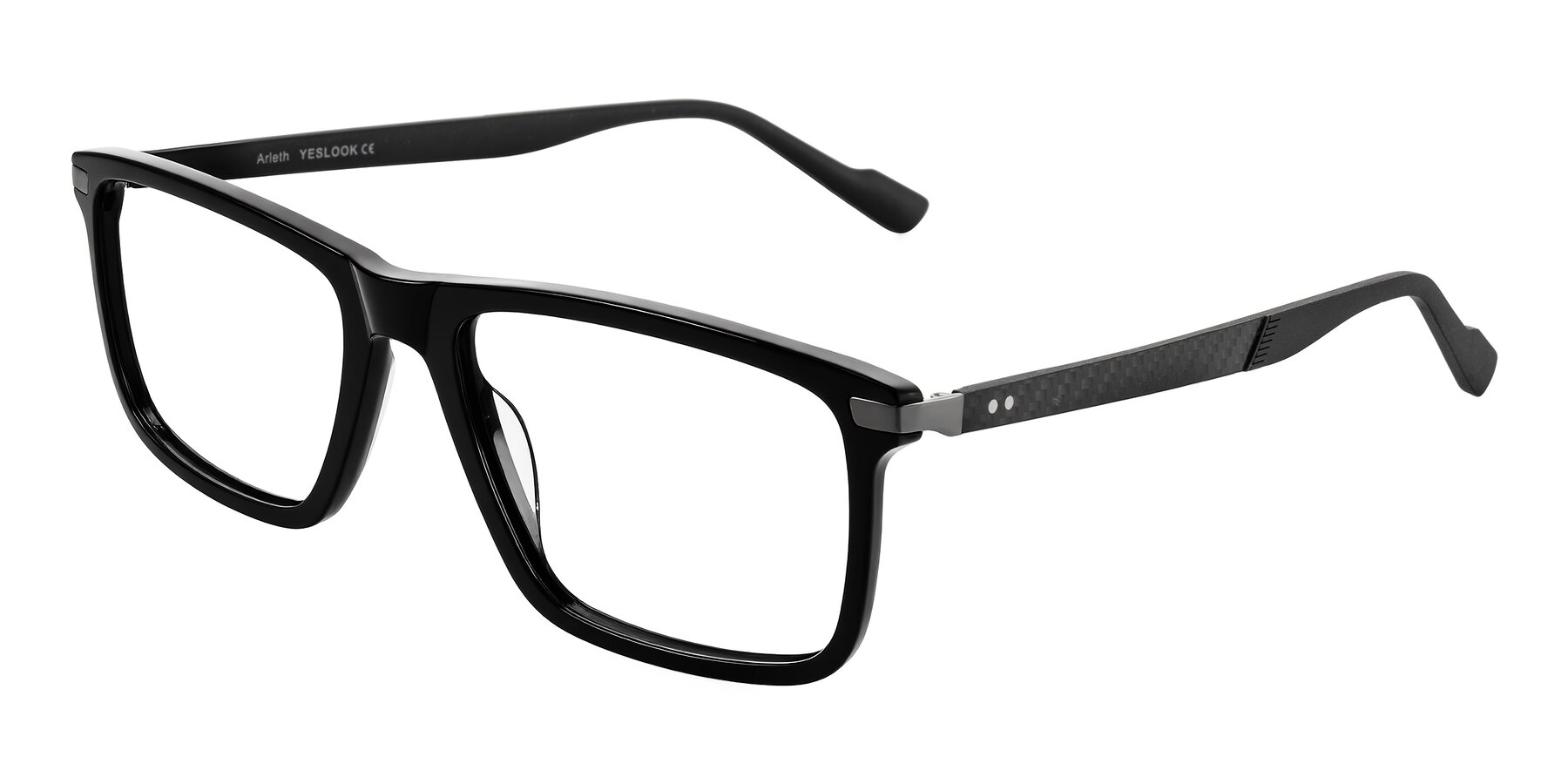 Angle of Arleth in Black with Clear Eyeglass Lenses