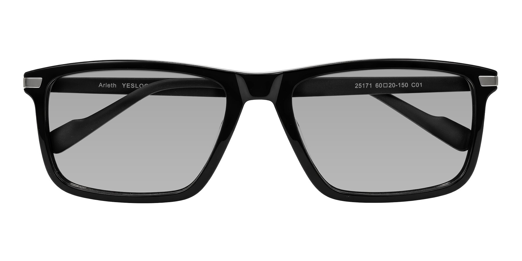 Folded Front of Arleth in Black with Light Gray Tinted Lenses
